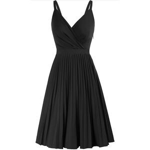 NEW Wrap V-Neck Cocktail Dress Spaghetti Straps Pleated M